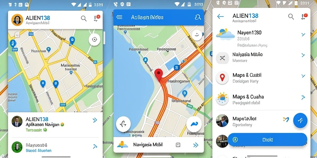 Tangkapan layar antarmuka aplikasi ALIEN138 yang menunjukkan fitur Navigasi Mobil.
