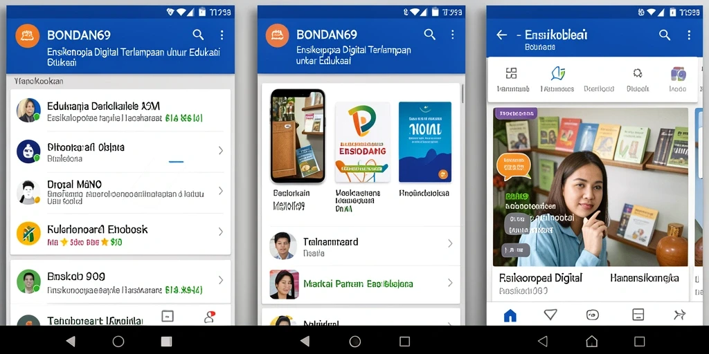Antarmuka utama aplikasi BONDAN69 menampilkan berbagai kategori ensiklopedia.