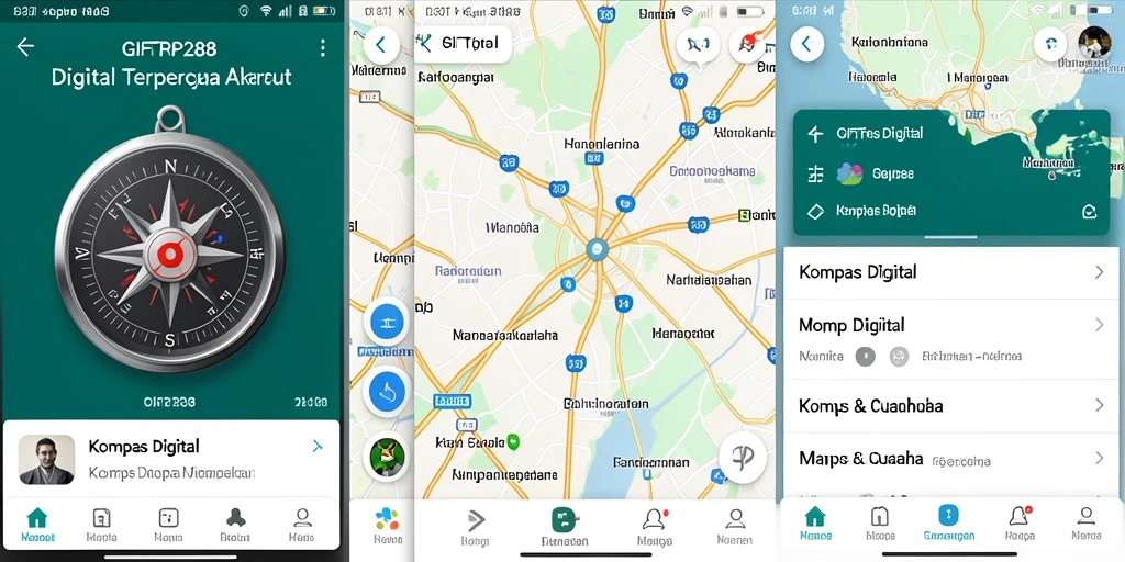 Antarmuka GIFTRP288 yang menunjukkan fungsi kompas digital.