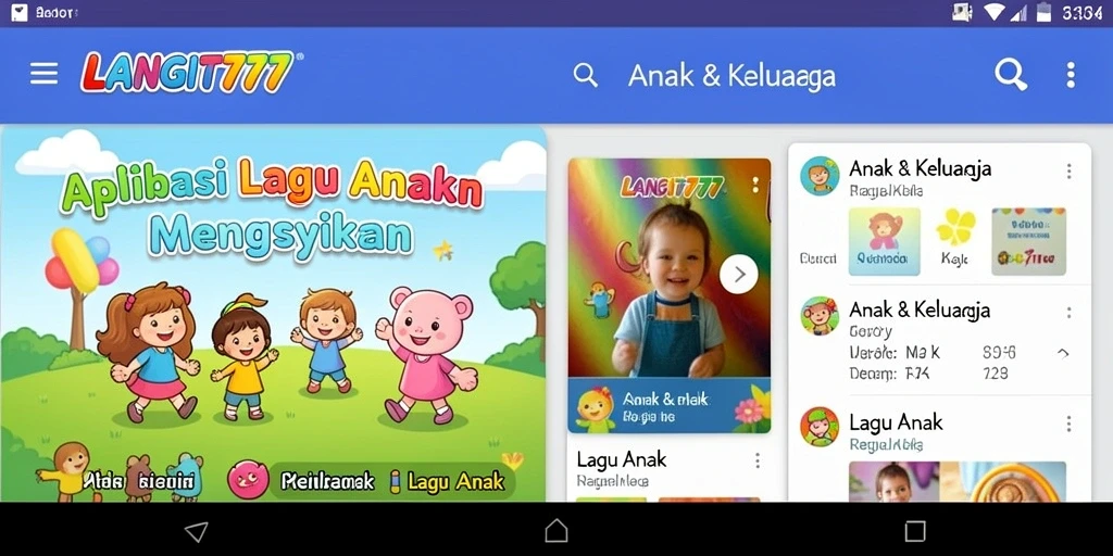 Tampilan antarmuka LANGIT777 dengan berbagai pilihan lagu anak.