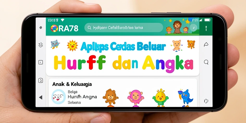 Tampilan antarmuka yang menarik untuk belajar huruf dan angka.