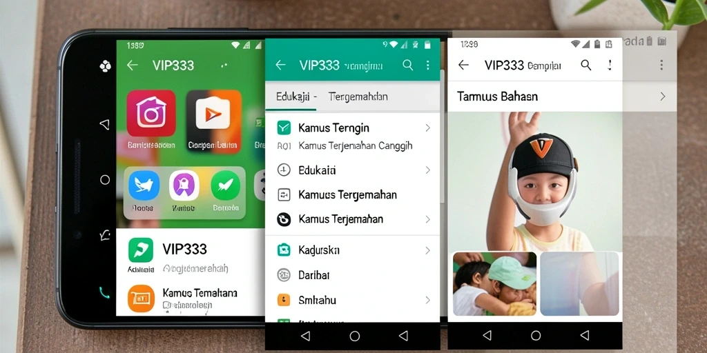 Antarmuka pengguna VIP333 menampilkan fungsi Kamus Terjemahan dengan jelas.