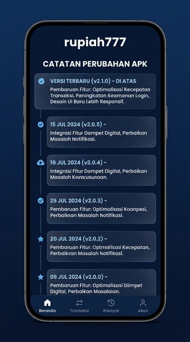 Halaman Riwayat Versi rupiah777 untuk Pengguna Android